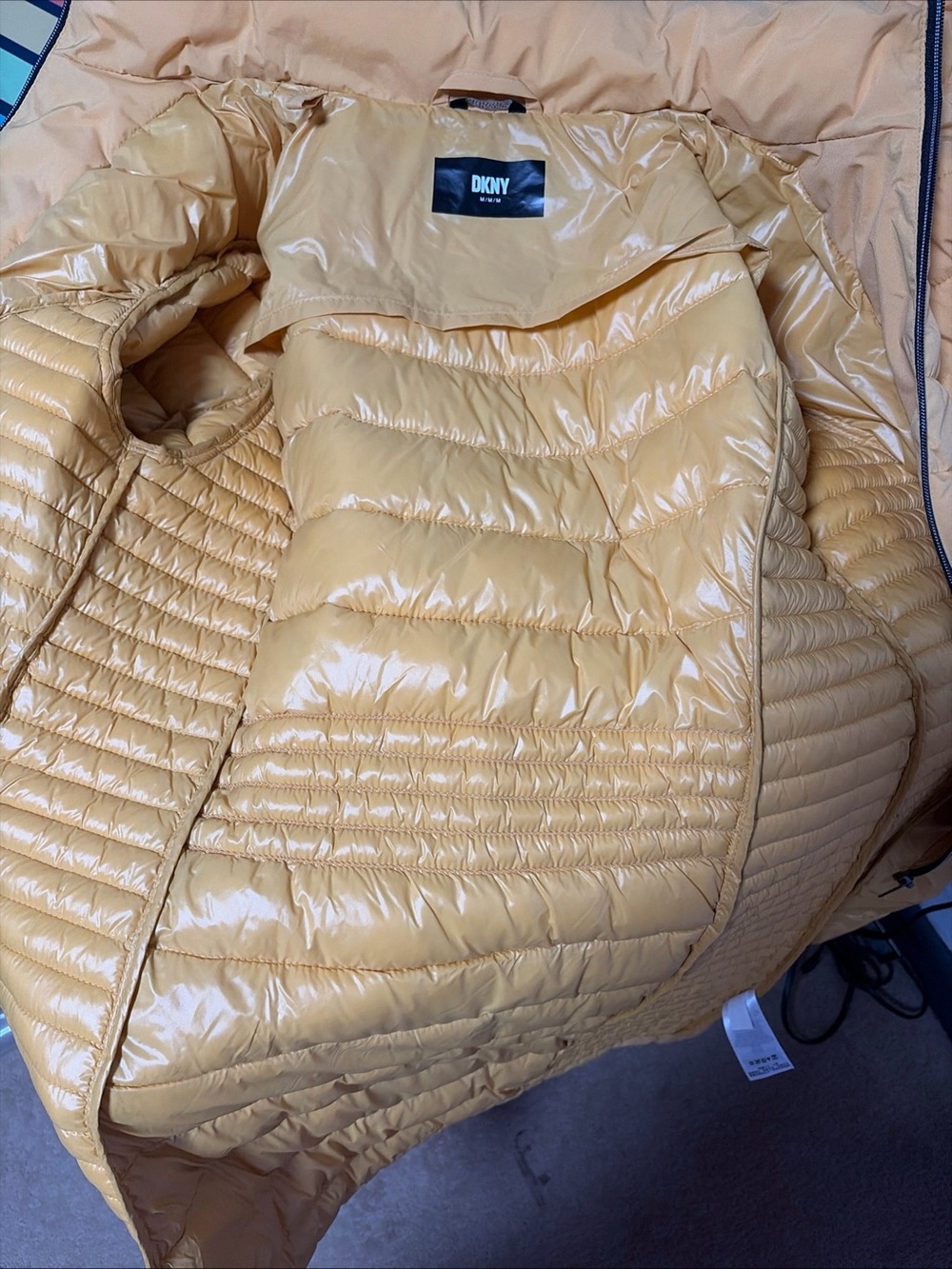 Dkny Women's Quilted Hooded Puffer Coat in Yellow - Picture 8 of 9